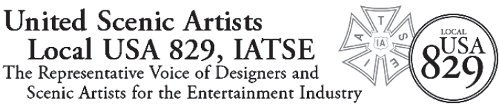 IATSE Local USA 829 Logo, Text, United Scenic Artists Local USA 829, IATSE, the representative voice of designers and scenic artists for the entertainment industry.