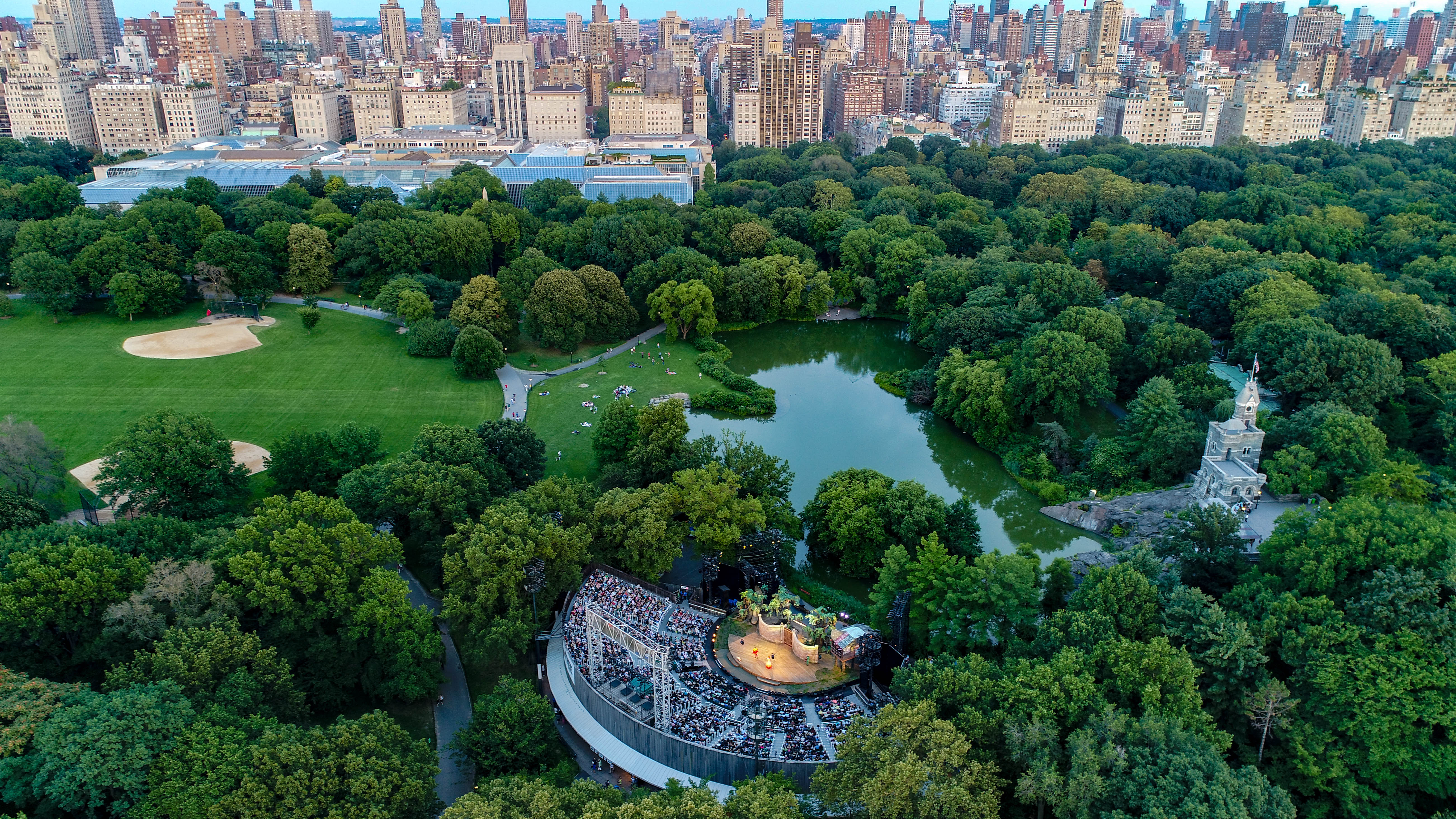 Image, Aerial view of The Delacorte Theater in Central Park 