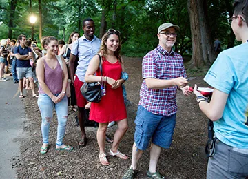 Free Shakespeare in the Park ticket distribution line